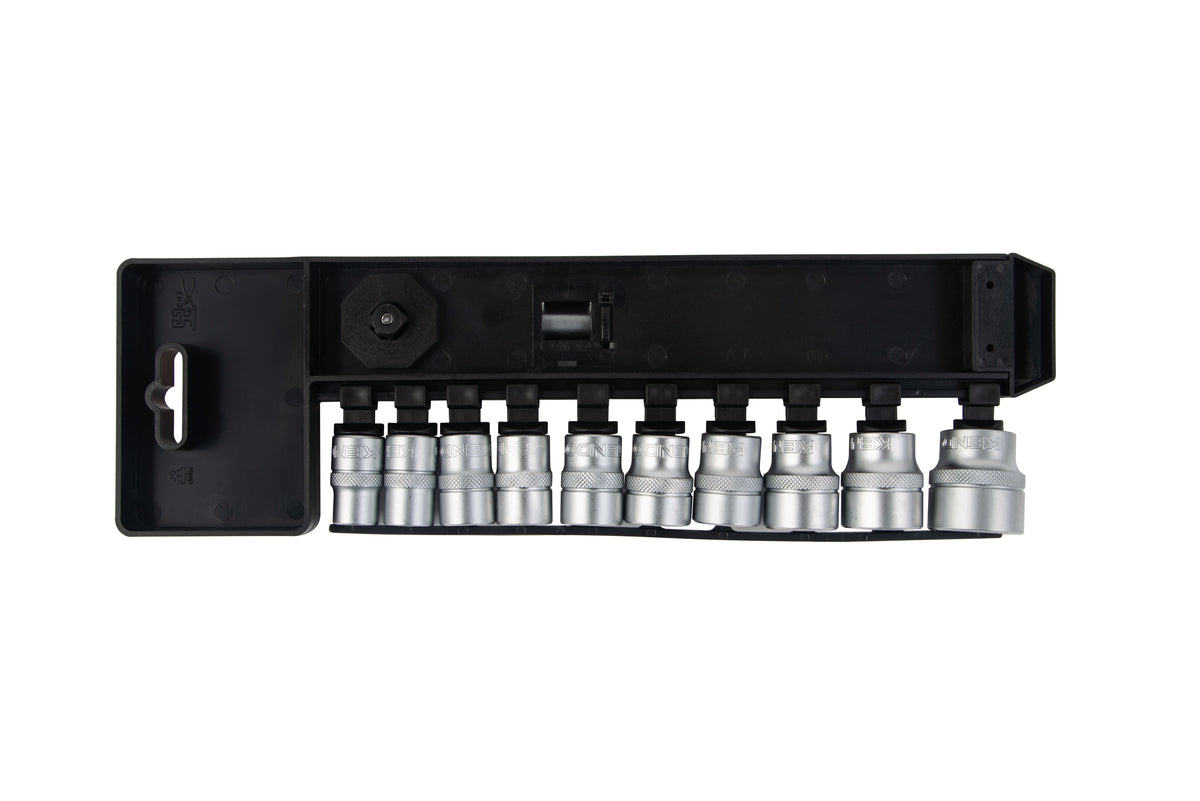 Kendo 16208 - 3/8" Ratchet With Sockets Set 10-22mm 11 Pc With Holder