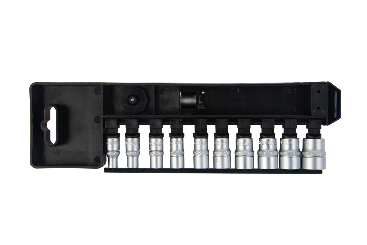 Kendo 16209 - 1/4" Ratchet With Sockets Set 5-14mm 11 Pc With Holder
