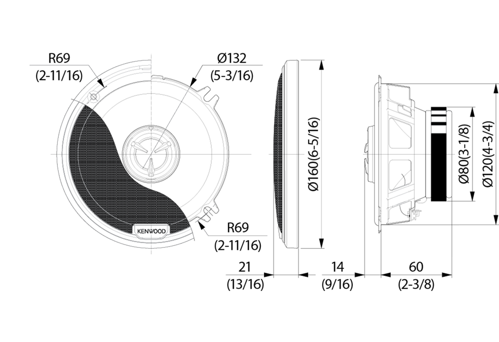 Kenwood KFC-X134 130mm 2-way Coaxial 320W Speakers
