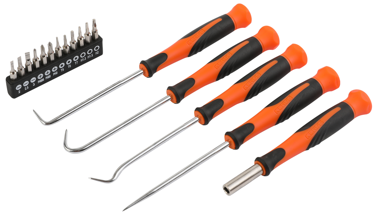 Kendo 20539 - 17pc Strong Precision Screwdriver & Pick & Hook Set For Electronics