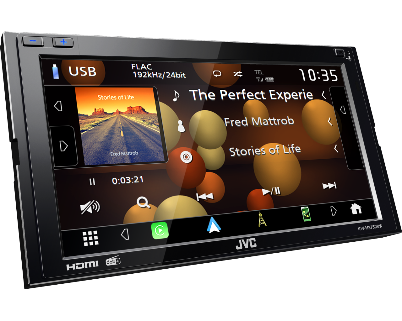 JVC KW-M875DBW - 6.8" Wireless Apple CarPlay Android Auto & Mirroring DAB Bluetooth Stereo