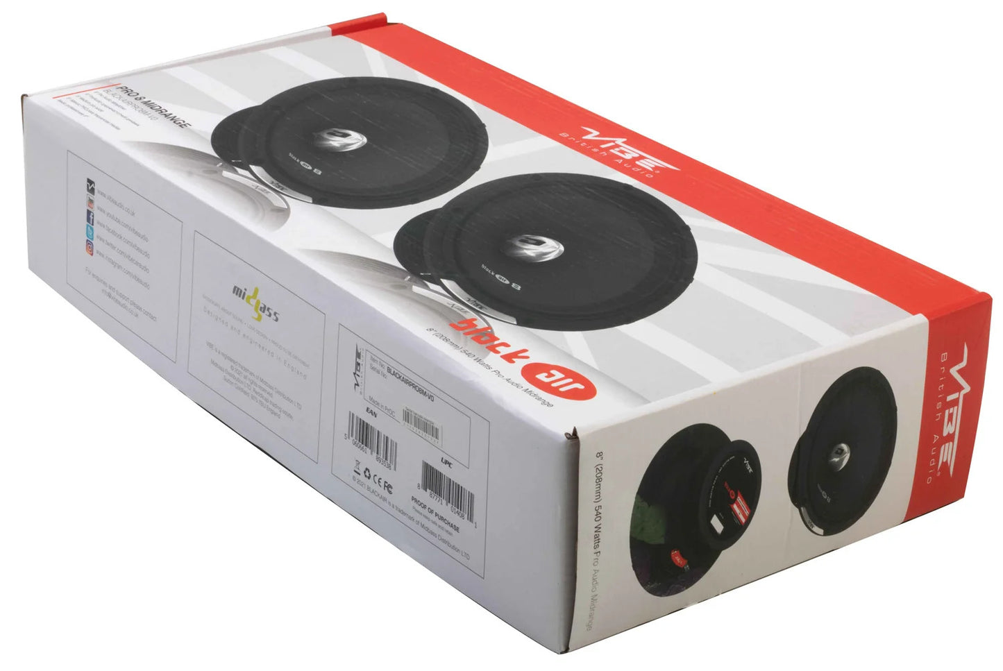 Vibe BLACKAIRPRO8M-V0 Blackair 8 Inch 540 Watts Pro Audio Midrange Speaker