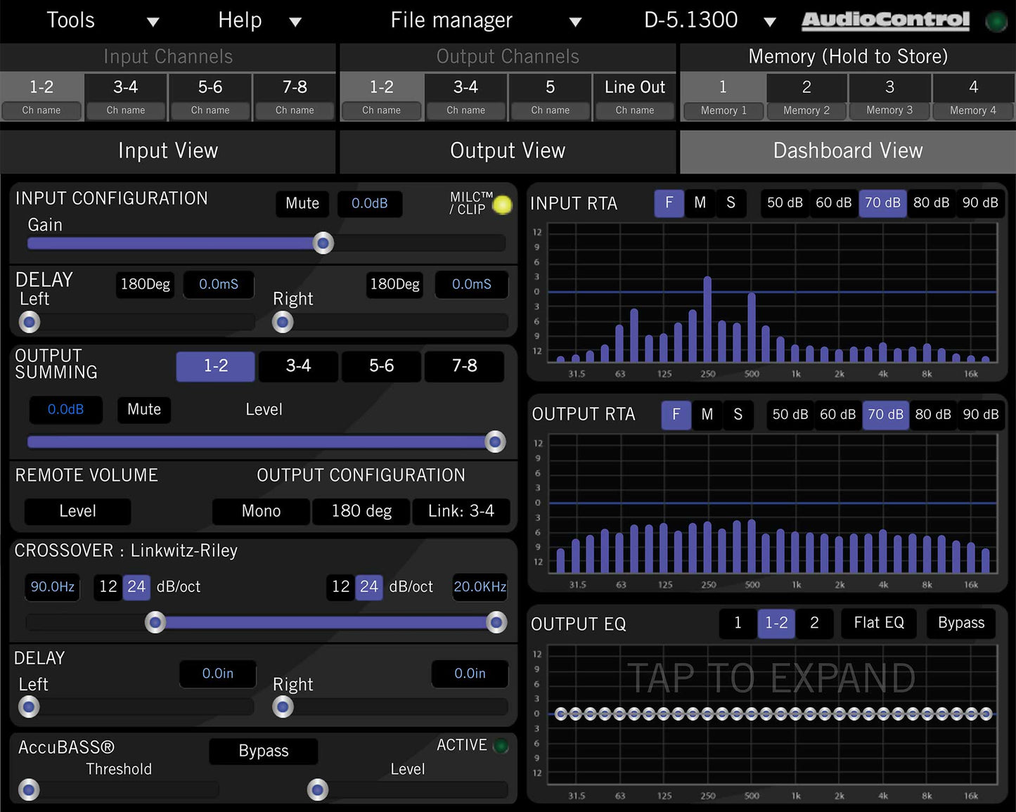 AudioControl D-5.1300 High-Power 5 Channel DSP Matrix Amplifier with Accubass®