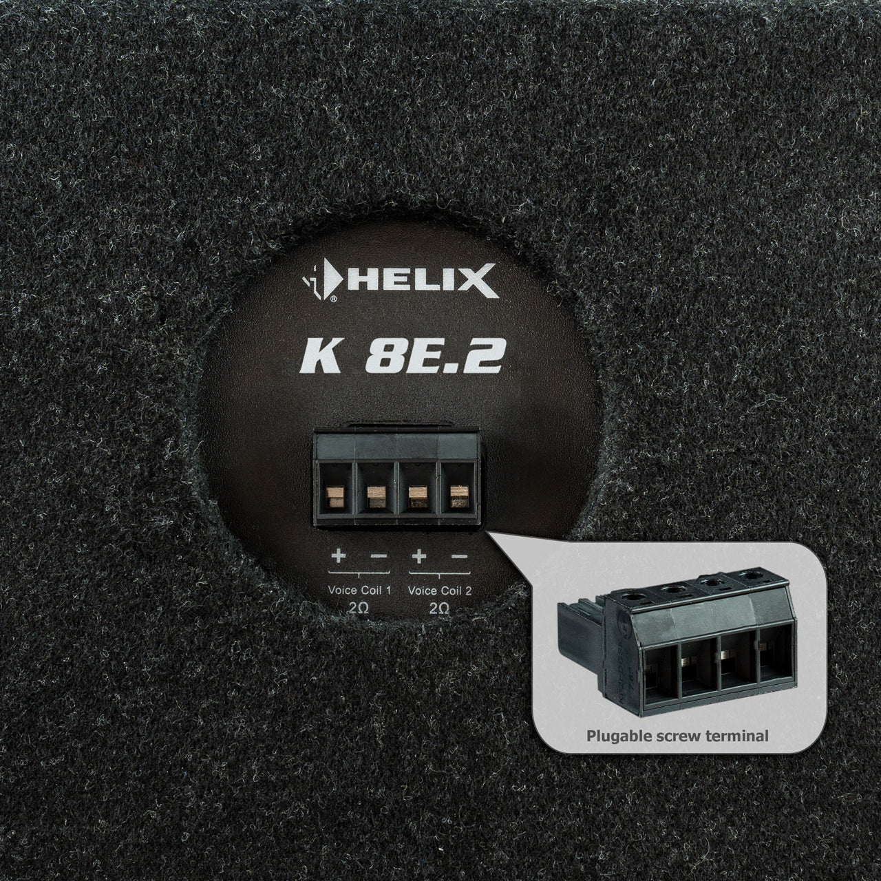 HELIX K 8E.2 20 cm 8" Downfiring Enclosed Subwoofer with Dual Voice Coil (2 x 2 Ohms)