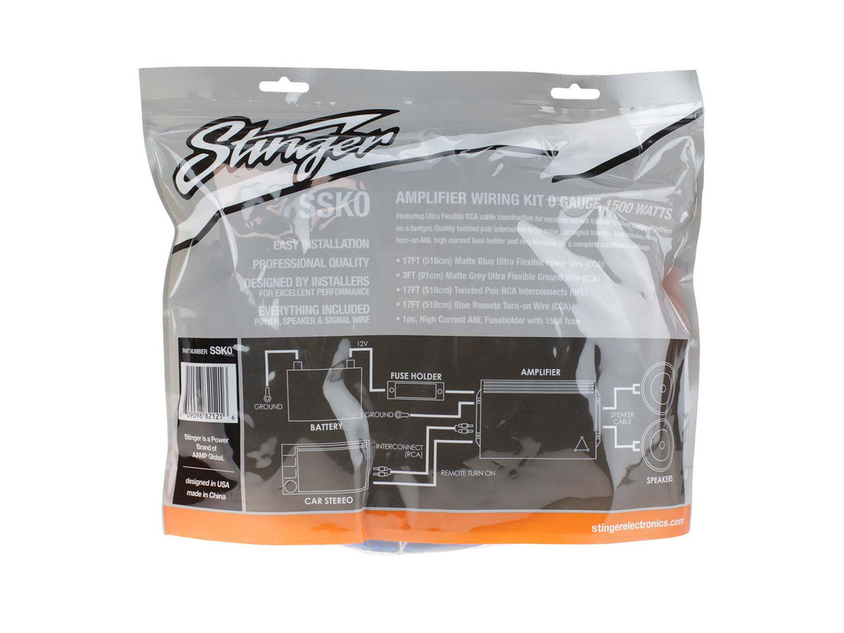 Stinger Select SSK0 - 1/0 Gauge 1500W Complete Amplifer Wiring Kit