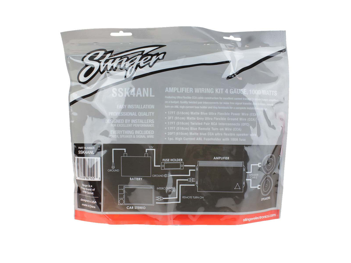 Stinger Select SSK4ANL - 4 Gauge 1000W Complete AMP Wiring Kit