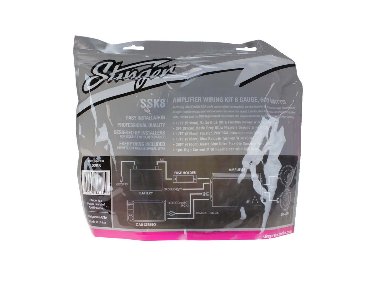 Stinger Select SSK8 - 8 Gauge 600W Complete Amplifier Wiring Kit