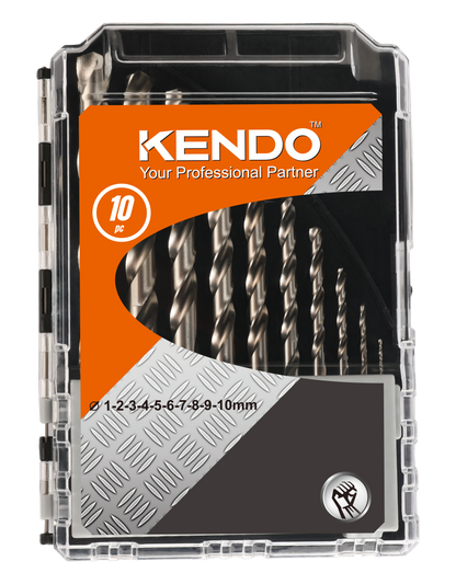 Kendo 11603033 - Drill Bit Set HSS Metal Steel 1-10mm Bits + Case 10 Piece