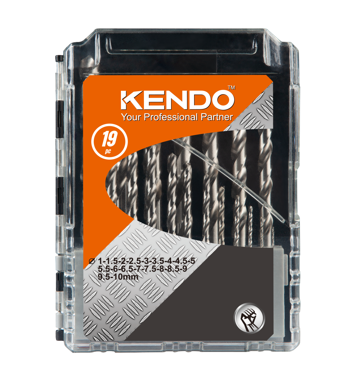 Kendo 11603233 - HSS Twist Drill Bit Set Metal, Wood With Case 1mm-10mm Bits 19 Pcs