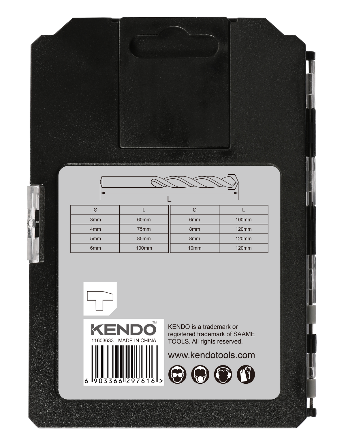 Kendo 11603633 - Masonry Drill Bit Set Masonry Drills Industrial 3-10mm 8 Pieces With Hard Case