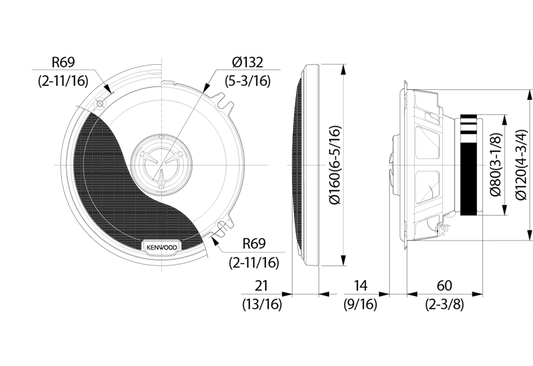 Kenwood KFC-X134 130mm 2-way Coaxial 320W Speakers