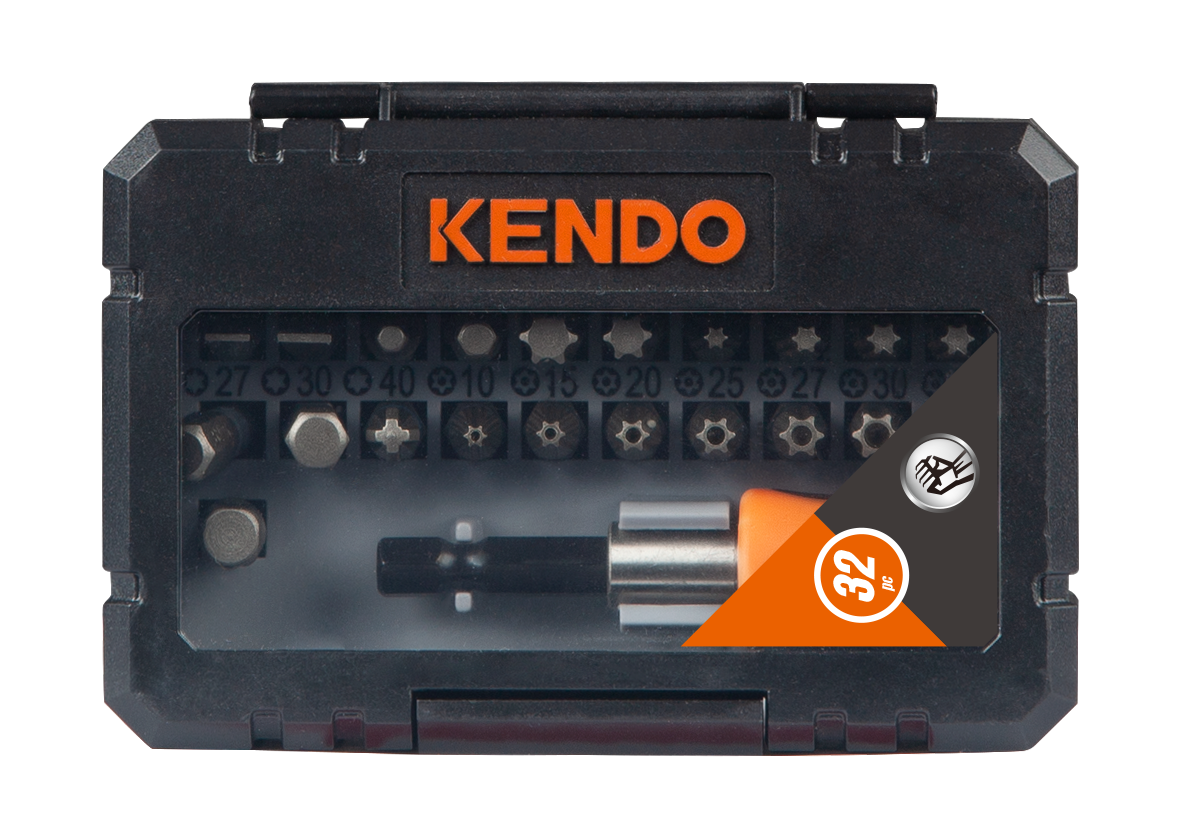 Kendo 32203235 - Tool Bit Set Holder Pro Grade PH Slotted PZ Torx Magnetic 32Pc With Case