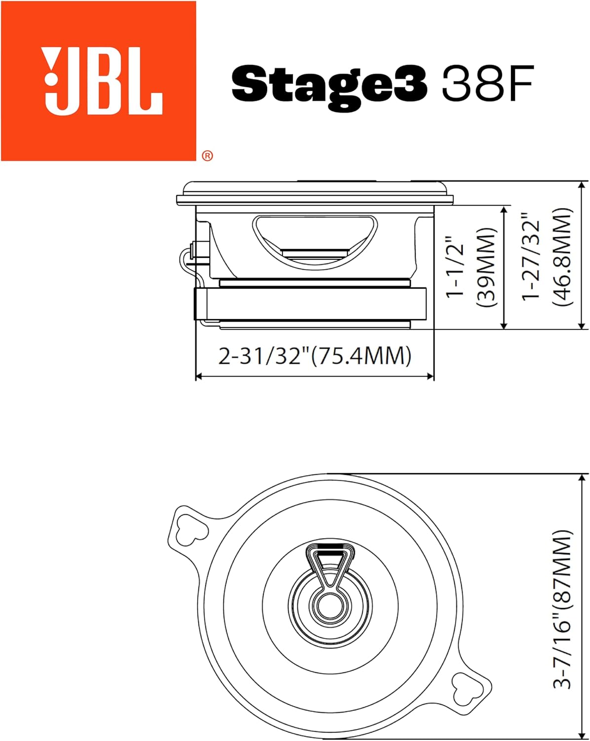 JBL STAGE3 38F - Stage3 Gen2 3.5" Coaxial Speakers