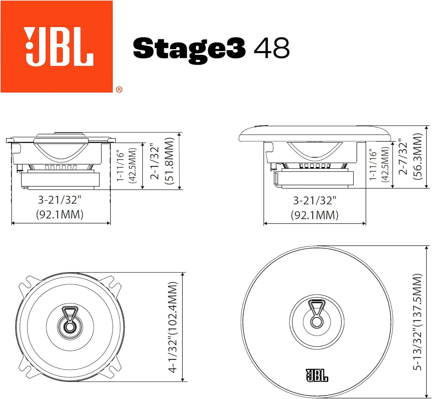 JBL STAGE3 48 - Stage3 Gen2 4" Coaxial Speakers