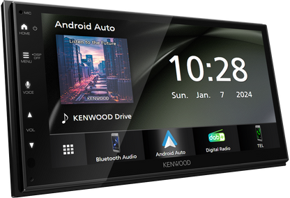 Kenwood DMX5023DABS - 6.8” CarPlay Android Auto Mirroring, DAB+ Radio Multimedia Screen + WUA-8 Wireless Adaptor