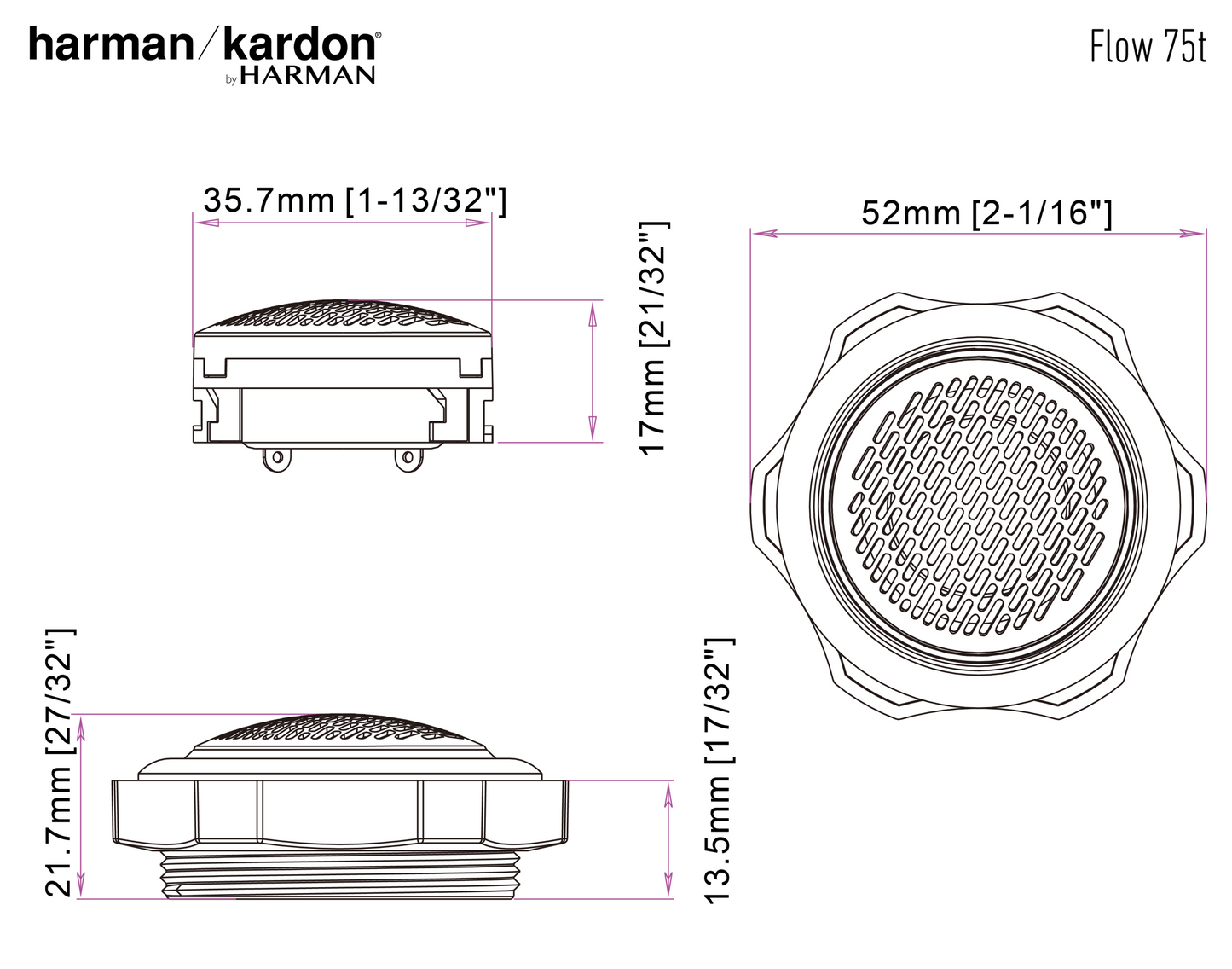Harman Kardon FLOW 75T - Edge-Driven Silk Dome Tweeter