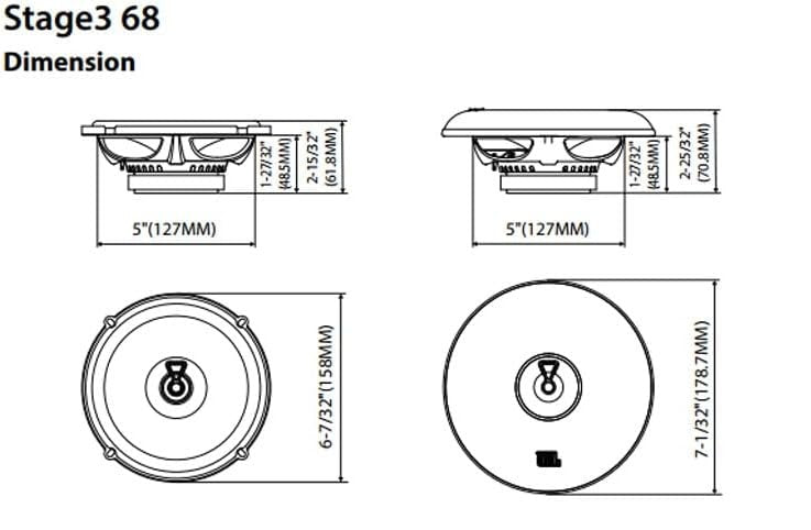 JBL STAGE3 68 - Stage3 Gen2 6.5" 2-Way Coaxial Speakers