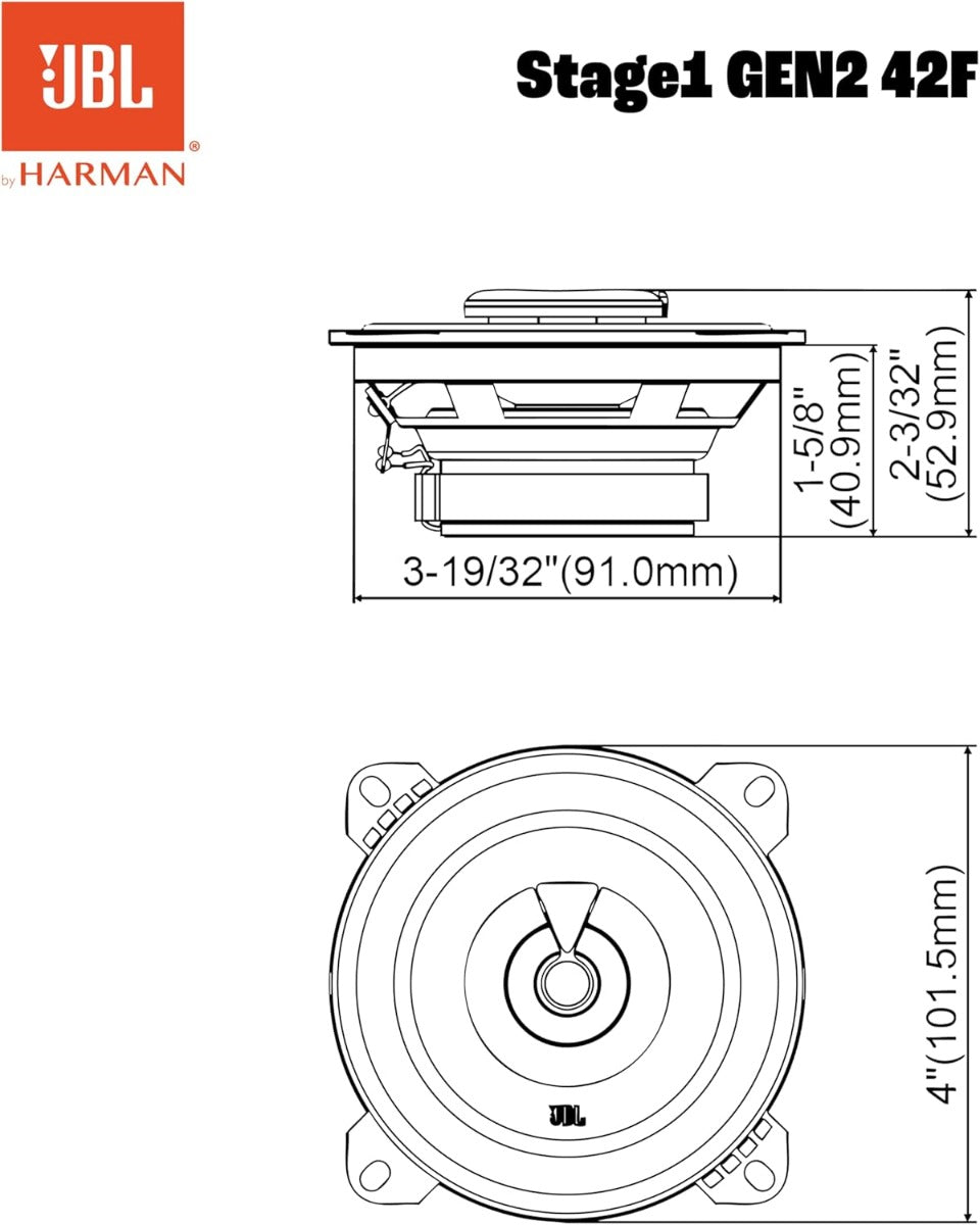 JBL Stage1 42F – 4" (100mm) 2-Way Coaxial Speakers