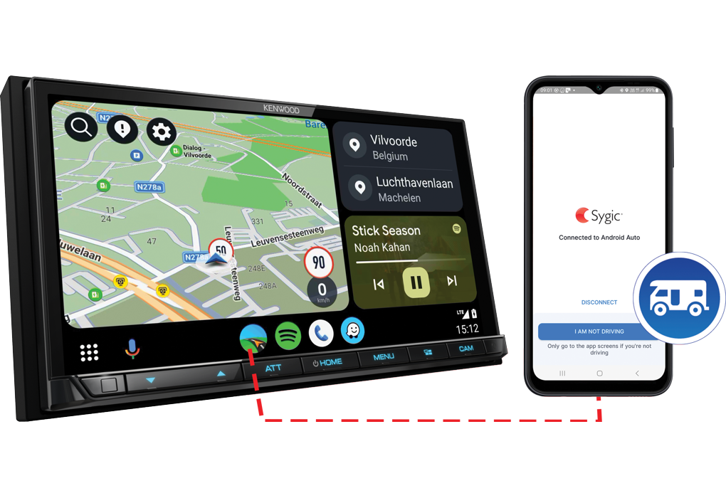 Kenwood DMX8021DABS-C - 7" Wireless CarPlay & Android Auto, Bluetooth, DAB With Sygic App Included