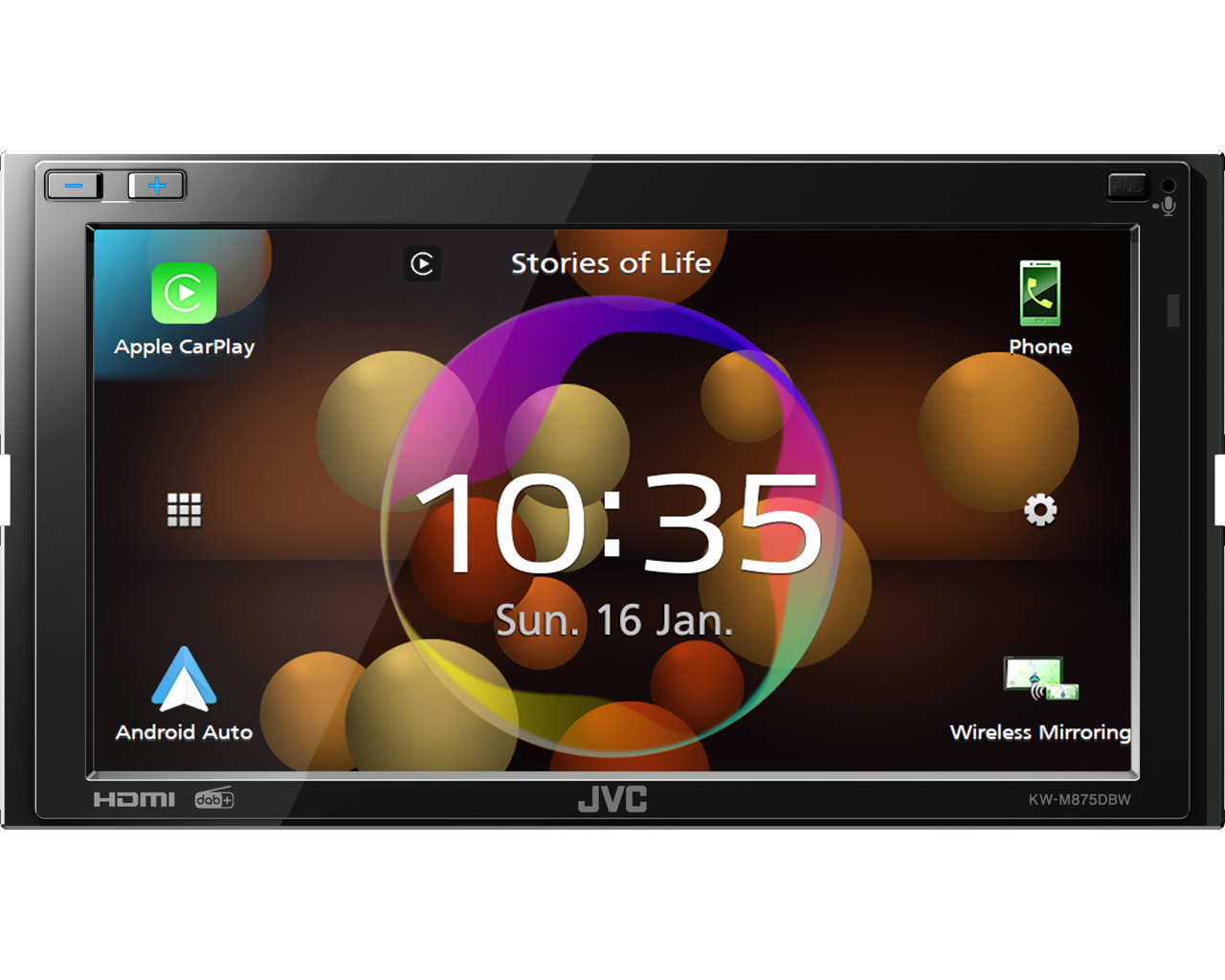 JVC KW-M875DBW - 6.8" Wireless Apple CarPlay Android Auto & Mirroring DAB Bluetooth Stereo