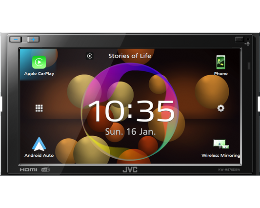 JVC KW-M875DBW - 6.8" Wireless Apple CarPlay Android Auto & Mirroring DAB Bluetooth Stereo