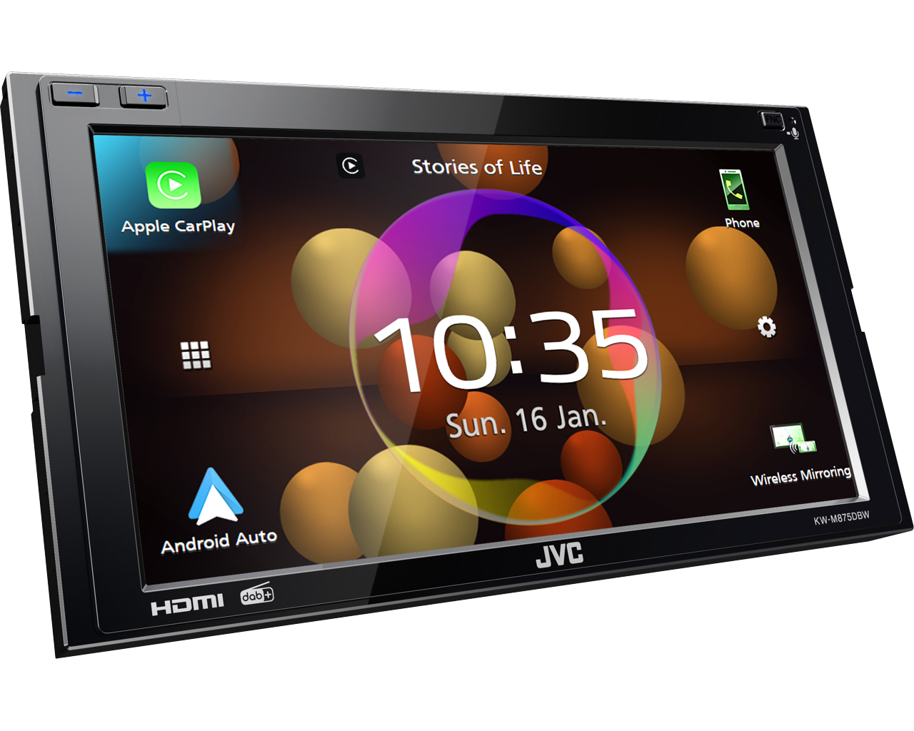 JVC KW-M875DBW - 6.8" Wireless Apple CarPlay Android Auto & Mirroring DAB Bluetooth Stereo