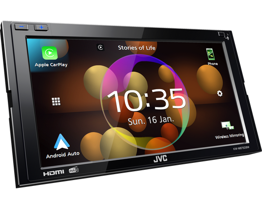 JVC KW-M875DBW - 6.8" Wireless Apple CarPlay Android Auto & Mirroring DAB Bluetooth Stereo