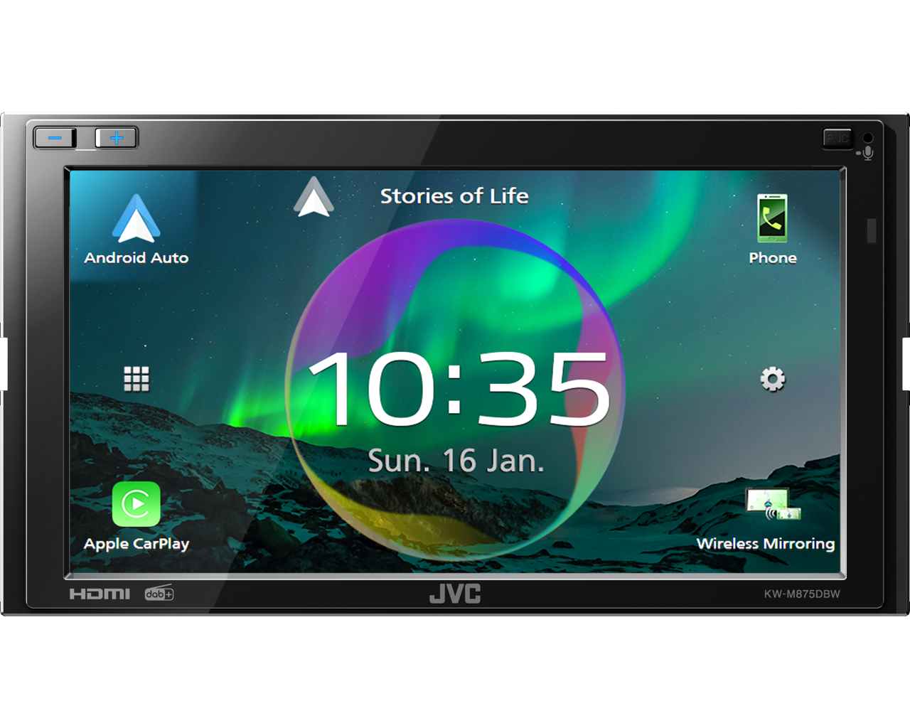 JVC KW-M875DBW - 6.8" Wireless Apple CarPlay Android Auto & Mirroring DAB Bluetooth Stereo