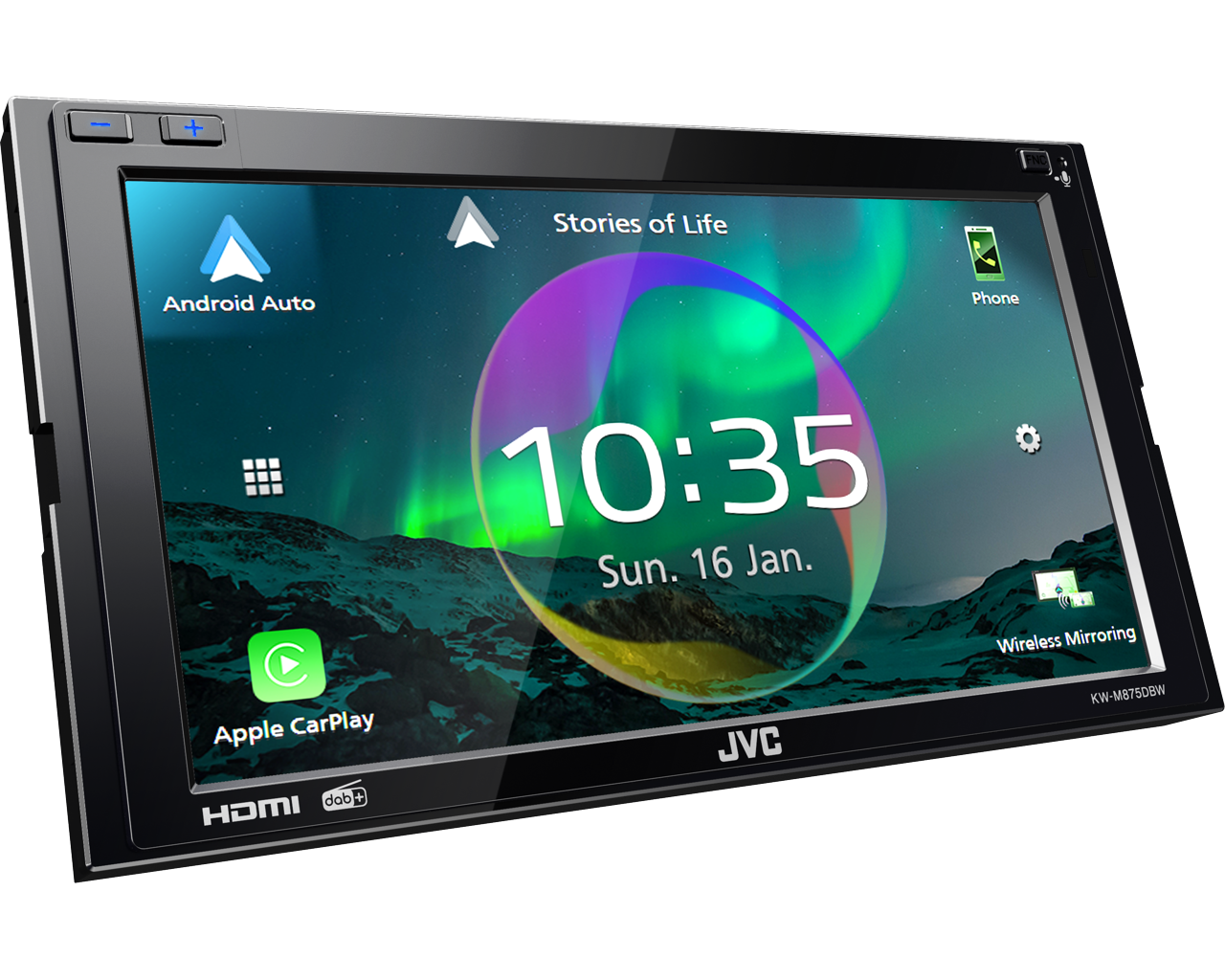 JVC KW-M875DBW - 6.8" Wireless Apple CarPlay Android Auto & Mirroring DAB Bluetooth Stereo