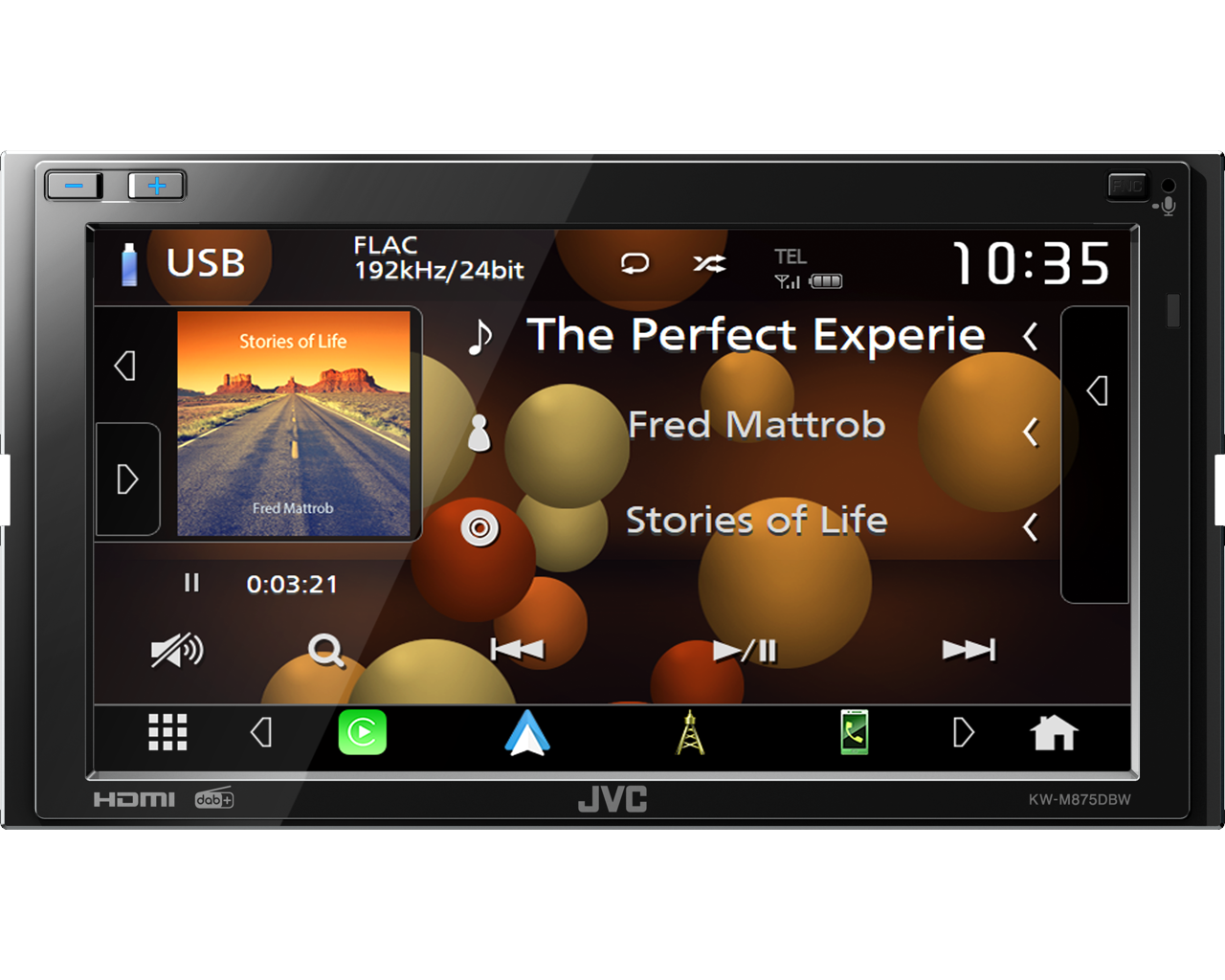 JVC KW-M875DBW - 6.8" Wireless Apple CarPlay Android Auto & Mirroring DAB Bluetooth Stereo