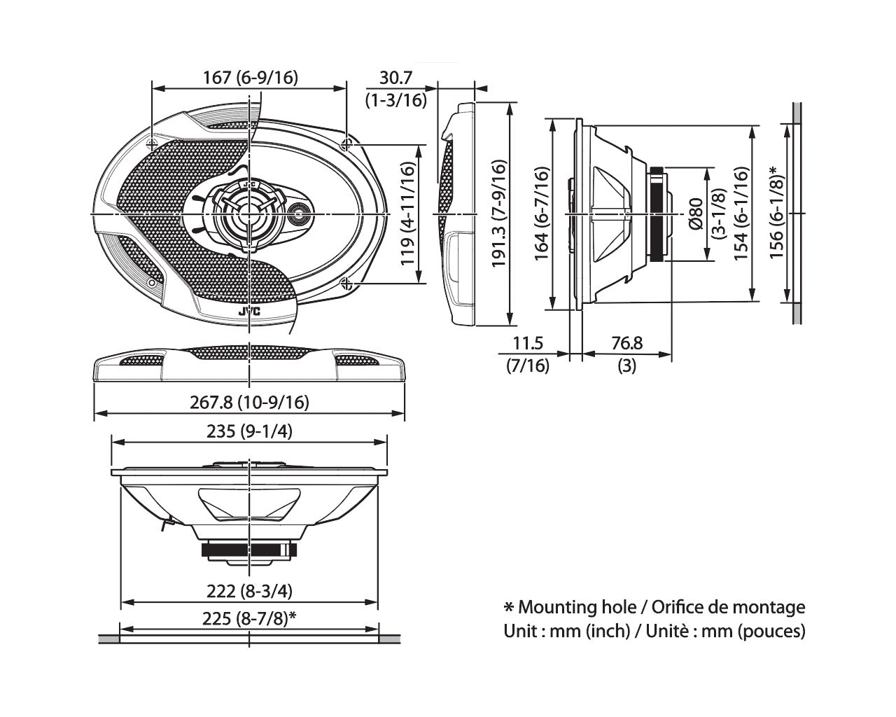 JVC CS-DR6932 - 6x9" 3-Way Coaxial Speakers
