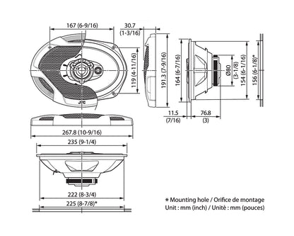 JVC CS-DR6932 - 6x9" 3-Way Coaxial Speakers