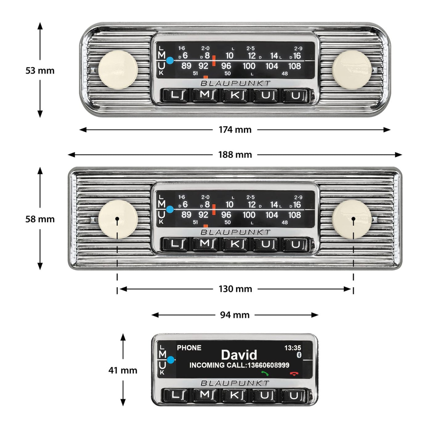 Blaupunkt Frankfurt Stereo - Classic Ivory Retro Car Radio Bluetooth DAB USB Stereo
