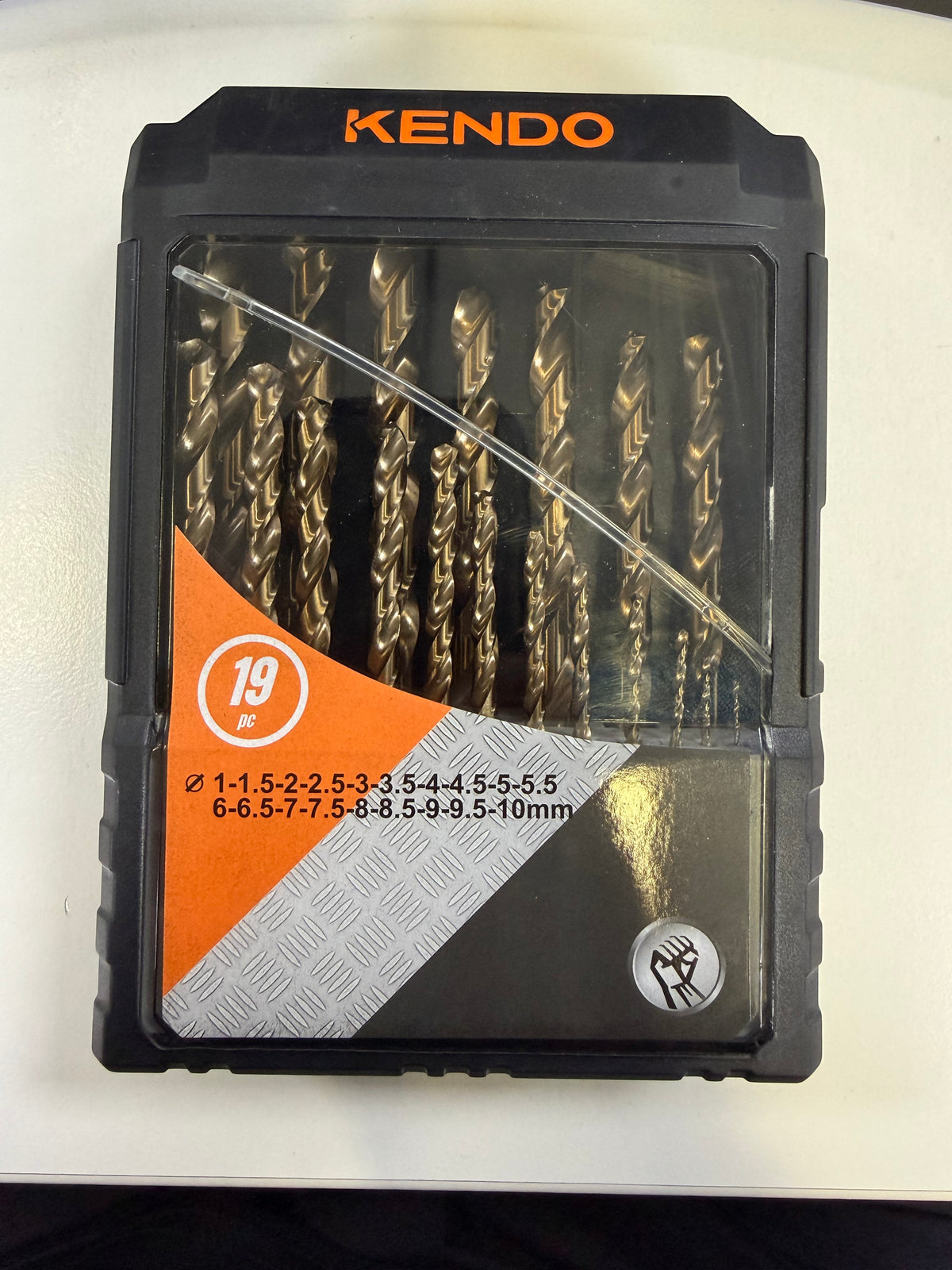 Kendo 11604134 - HSS Co Twist Drill Bit Set Metal, Wood With Heavy Duty Case 1mm-10mm Bits 19 Pcs