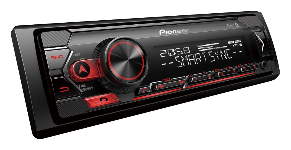 Pioneer MVH-S320BT 1-DIN receiver with Bluetooth, Red illumination, USB, Bluetooth