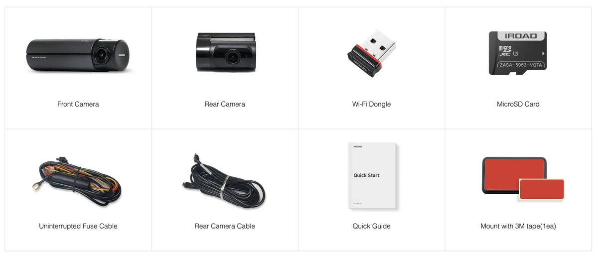 IROAD Dash Cam FX2 PRO 2CH Front & Rear 64GB SD Card