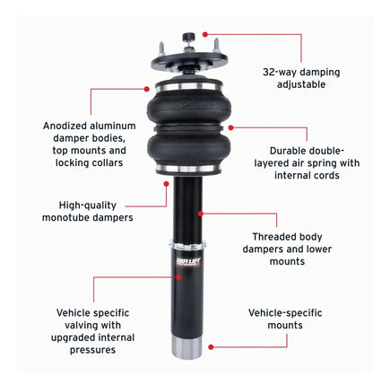 Air Lift 76030 - Performance 51mm Front Air Suspension Strut Kit for BMW 3 Series E30 1986-1993