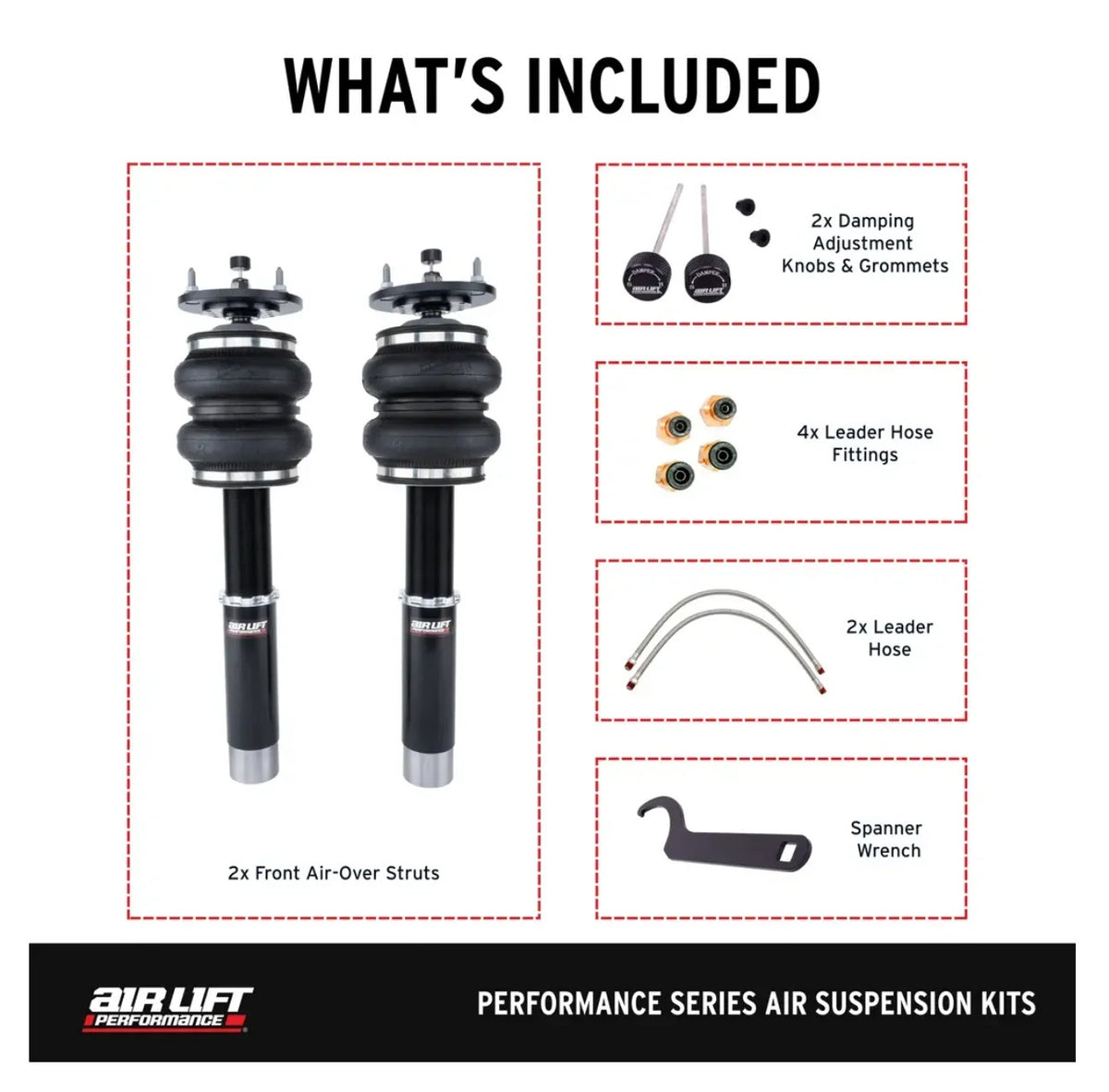 Air Lift 76030 - Performance 51mm Front Air Suspension Strut Kit for BMW 3 Series E30 1986-1993