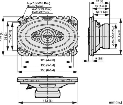 Pioneer TS-A4671F - 4"x6" 4-Way Coaxial Car Speaker 210W