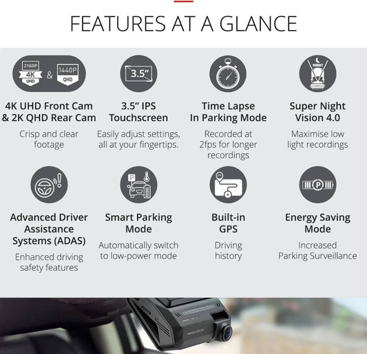 Thinkware ARC 900 - 2 Channel 4K UHD Front & 2K QHD Rear Dashcam