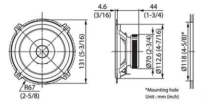 Kenwood KFC-S1357 5.25" (13cm) Coaxial Flush Mount Dual Cone Car Speaker System