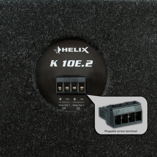 HELIX K 10E.2 25cm 10" Downfire Enclosed Subwoofer with Dual Voice Coil (2 x 2 Ohms)
