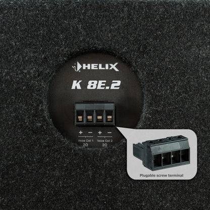 HELIX K 8E.2 20 cm 8" Downfiring Enclosed Subwoofer with Dual Voice Coil (2 x 2 Ohms)
