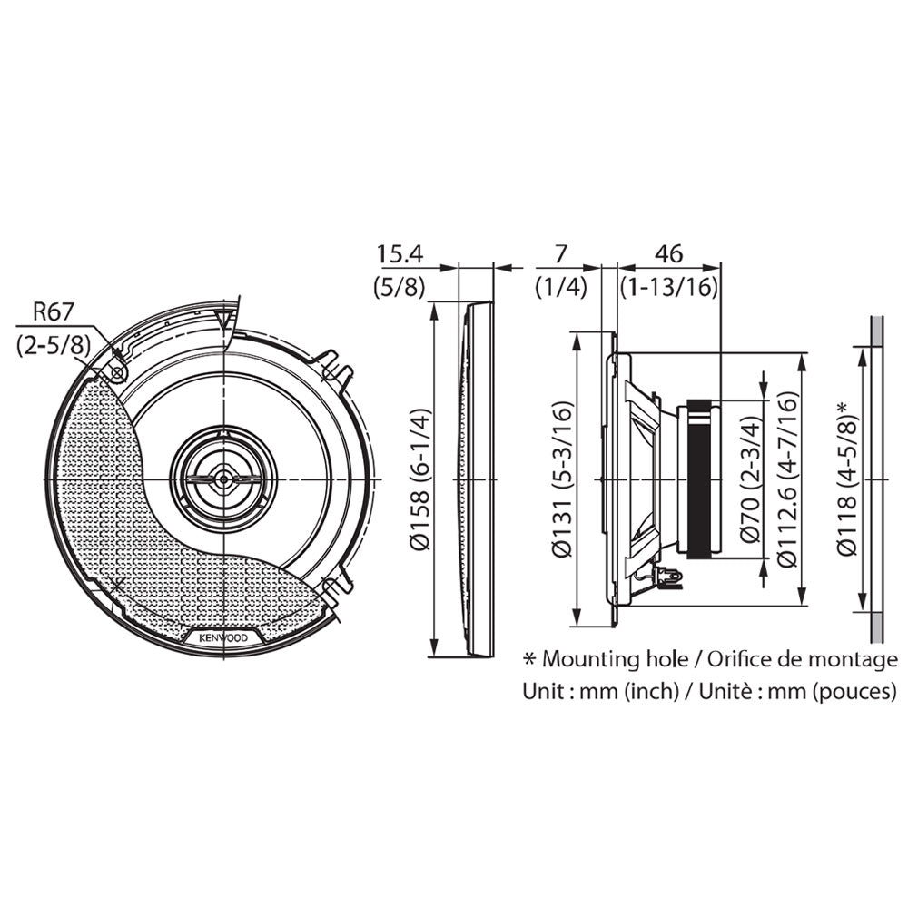 Kenwood KFC-PS1397 - 5.25" 2-Way Coaxial Speakers