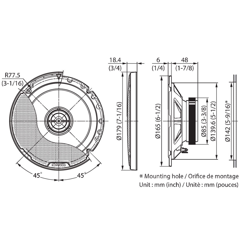 Kenwood KFC-PS1797 - 6.5" 2-way Coaxial Speakers