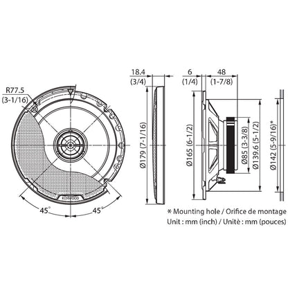 Kenwood KFC-PS1797 - 6.5" 2-way Coaxial Speakers