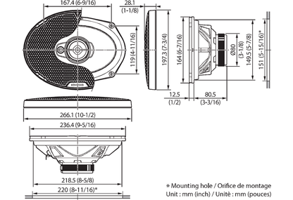 Kenwood KFC-PS6977 - 6"x9" 3-Way Coaxial Speakers