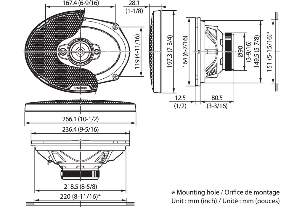 Kenwood KFC-PS6987 - 6"x9" 4-Way Coaxial Speakers