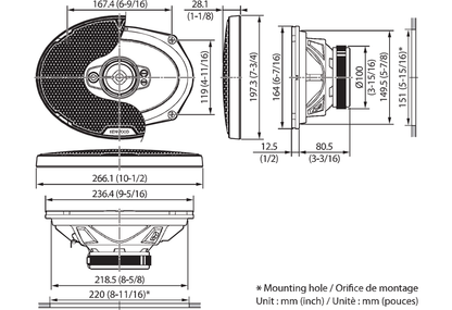 Kenwood KFC-PS6997 - 6"x9" 5-Way Coaxial Speakers