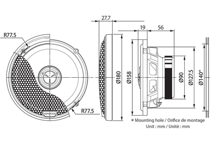 Kenwood KFC-X1741 - 6.5" 2-Way Coaxial Speakers